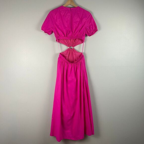 STAUD Calypso O-Ring Cutout Midi Dress Bougainvillea Pink - Picture 3 of 9